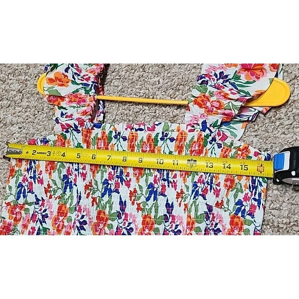 PrettyGarden Floral Smocked Midi‎ Dress Large Ruffle Sleeveless Multicolor NWT
